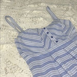 White & blue striped dress